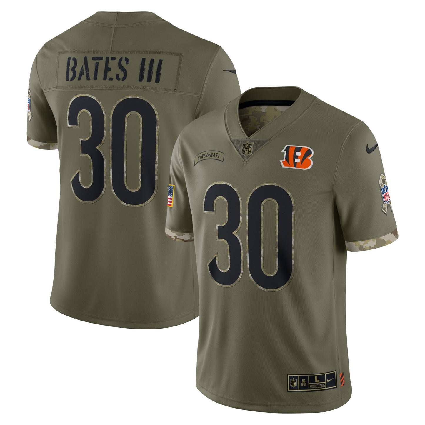 Jessie Bates III Cincinnati Bengals Nike 2022 Salute To Service Limited Jersey - Olive