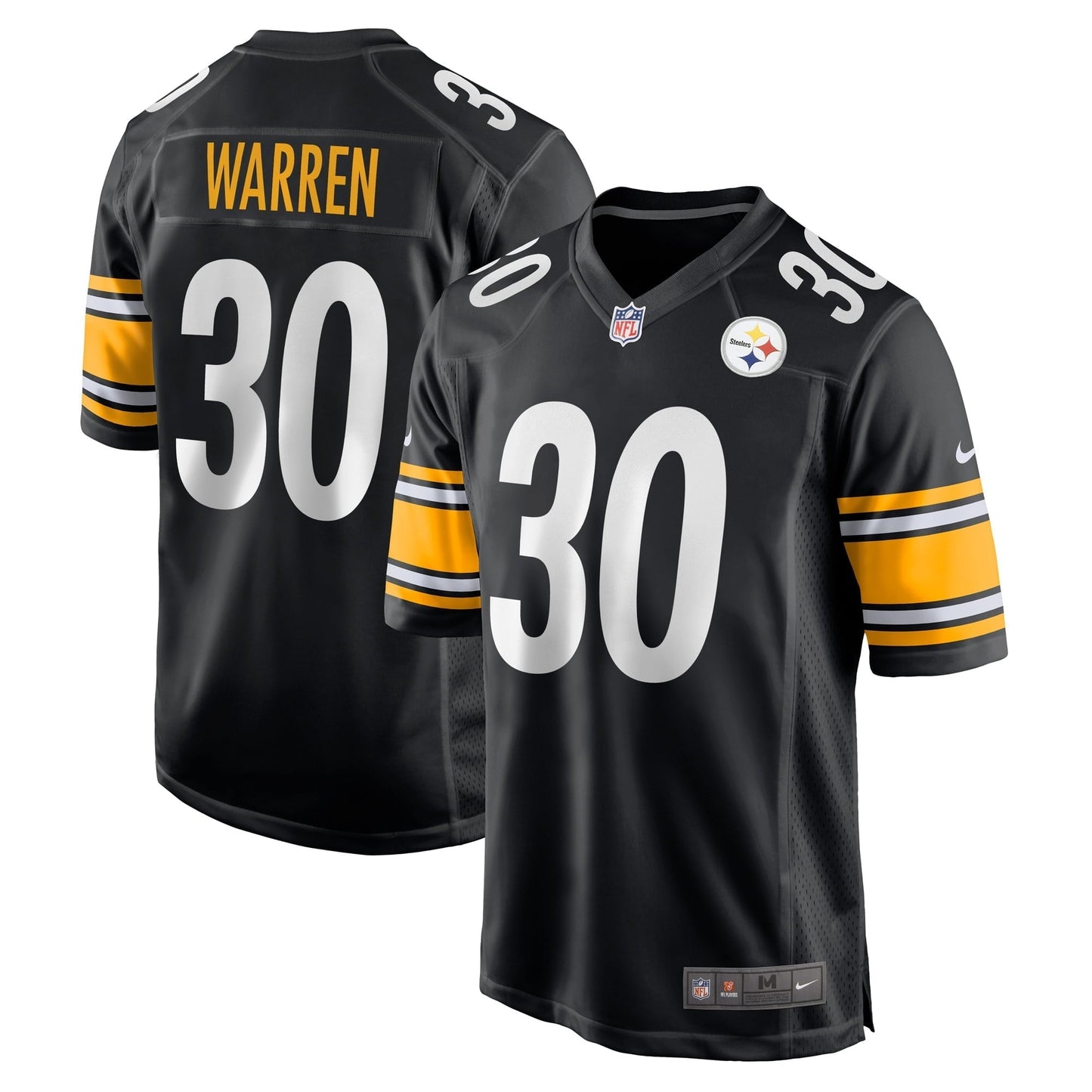 Men's Nike Jaylen Warren Black Pittsburgh Steelers Game Player Jersey