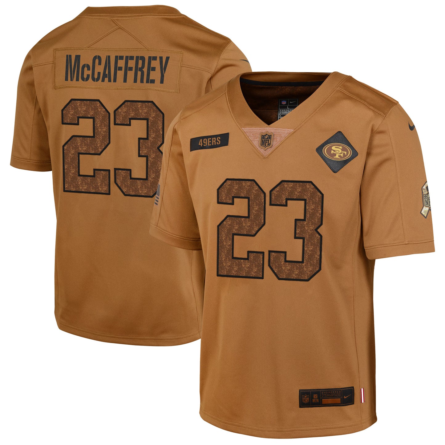 Christian McCaffrey San Francisco 49ers Nike Youth 2023 Salute To Service Limited Jersey - Brown